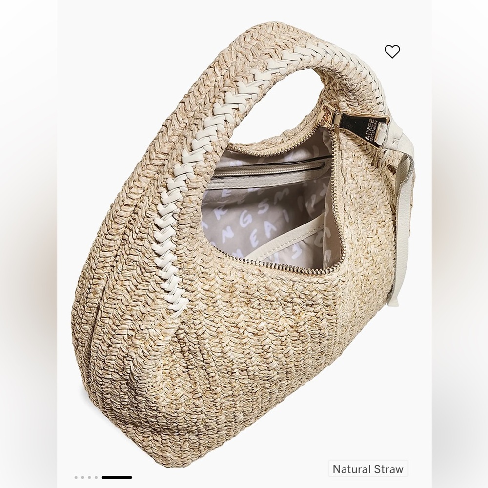 Aimee Kestenberg Natural Straw Shoulder Bag with White Trim - Picture 4 of 16